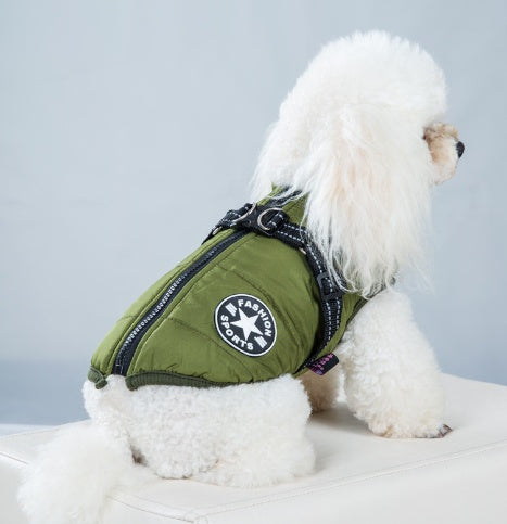KFX-8656189 Warm Thickened Cotton-Padded Fleece-Lined Dog Clothing with Reflective Details