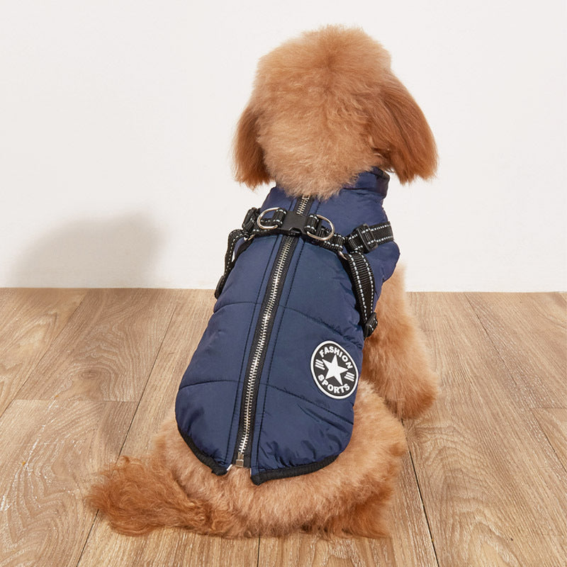 KFX-8656189 Warm Thickened Cotton-Padded Fleece-Lined Dog Clothing with Reflective Details