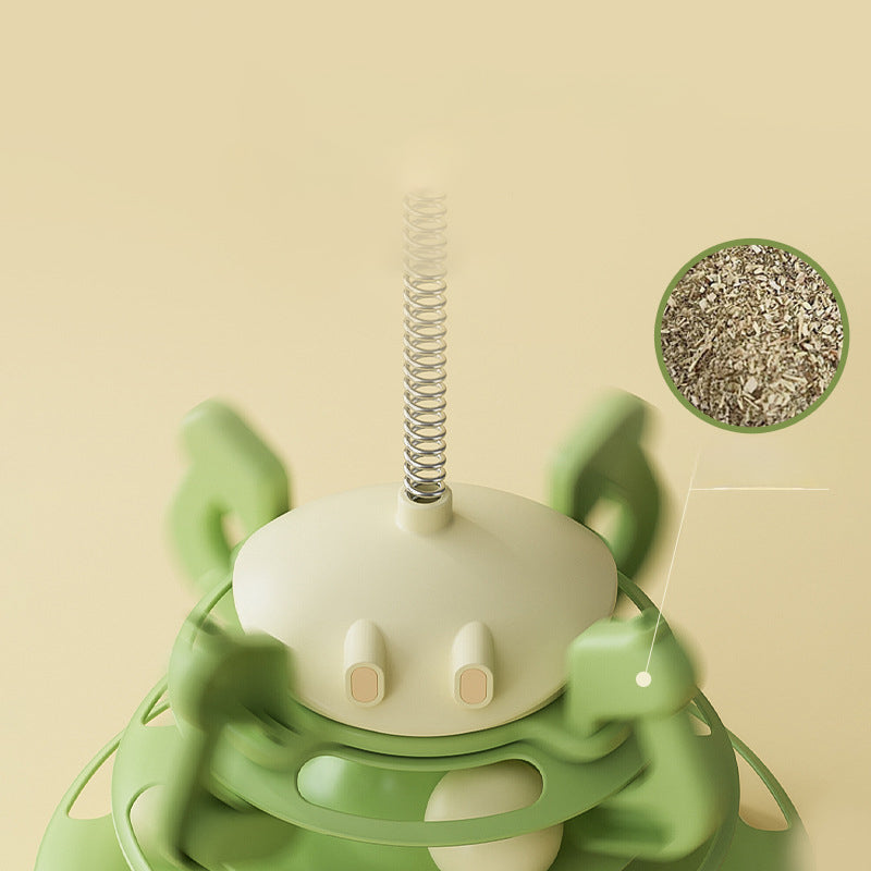 KFX-8656573 Interactive Rotating Cat Toy with Feather, Food Dispenser, and Four-Layer Tower