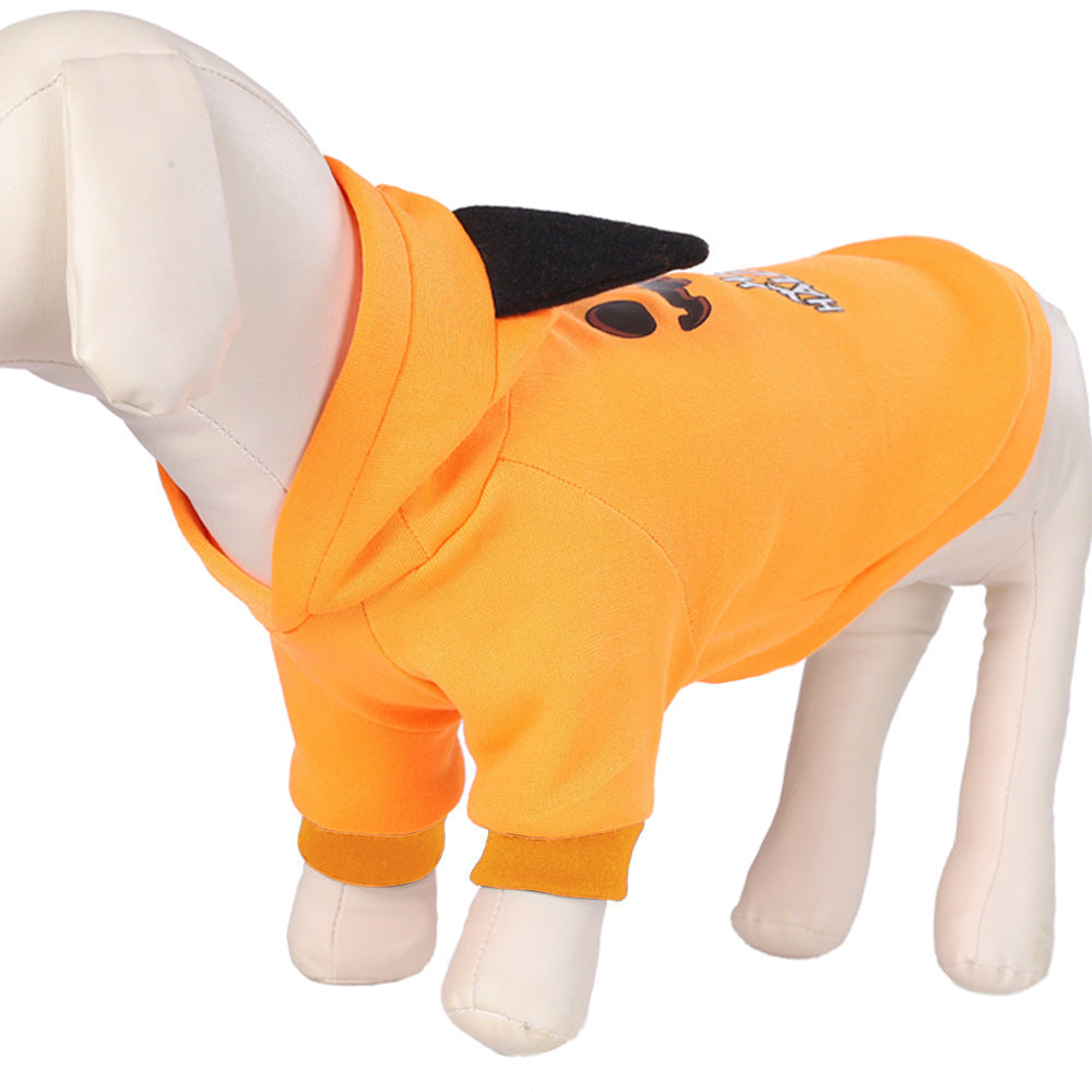 KFX-8656829 Halloween Pumpkin Sweater for Dogs in Black and Yellow, Flannel Material, Available in Sizes S, M, L
