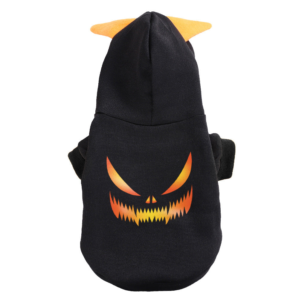 KFX-8656829 Halloween Pumpkin Sweater for Dogs in Black and Yellow, Flannel Material, Available in Sizes S, M, L