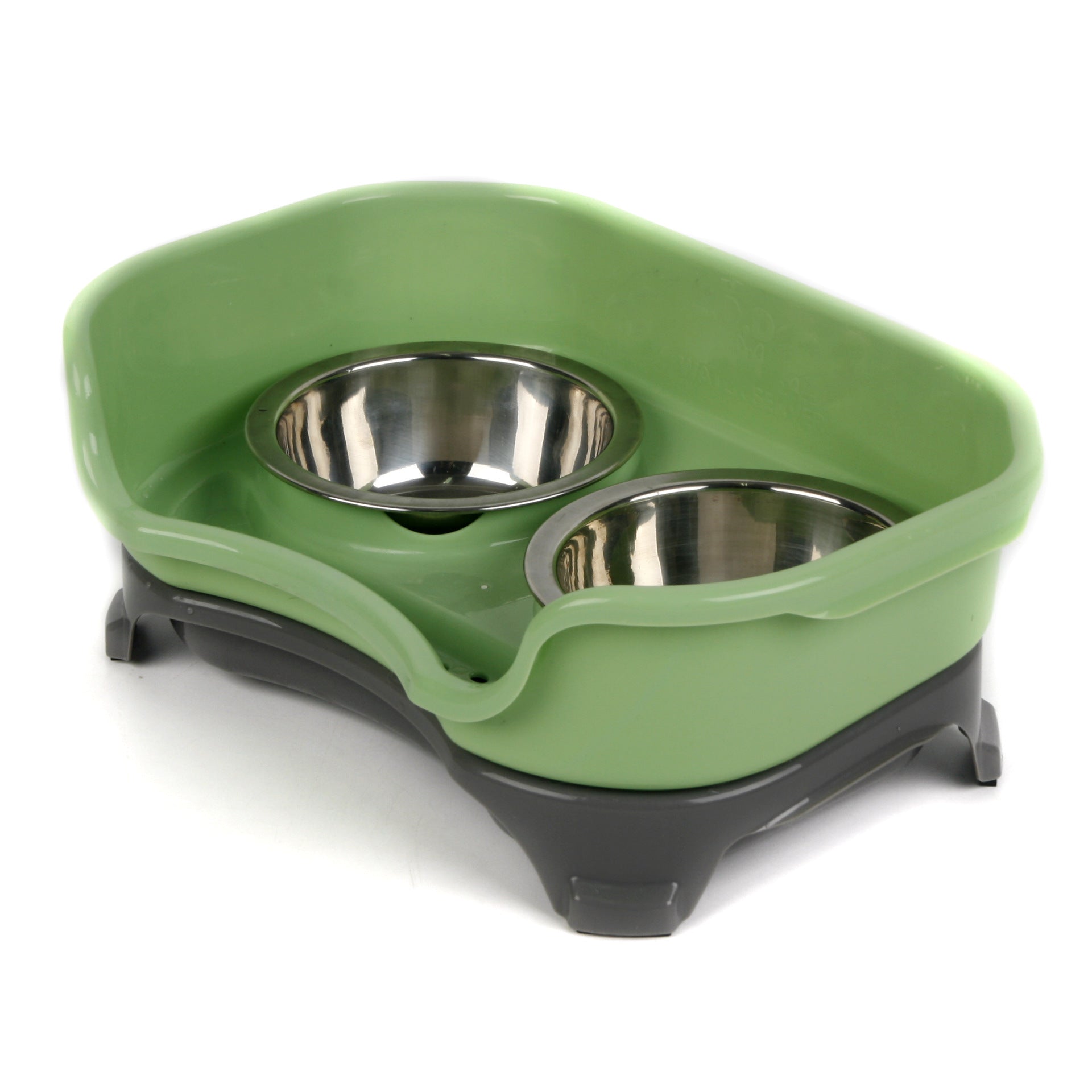 KFX-8657725 Double Basin Splash-Proof Pet Bowl Set - Stainless Steel Cat and Dog Food Dish