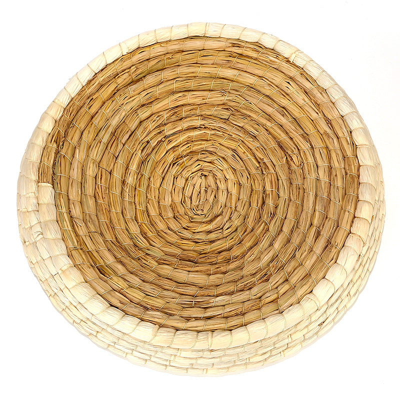 KFX-8663485 Natural Straw Cat Nest - Eco-Friendly Rattan Pet Litter Tray, 31cm Diameter