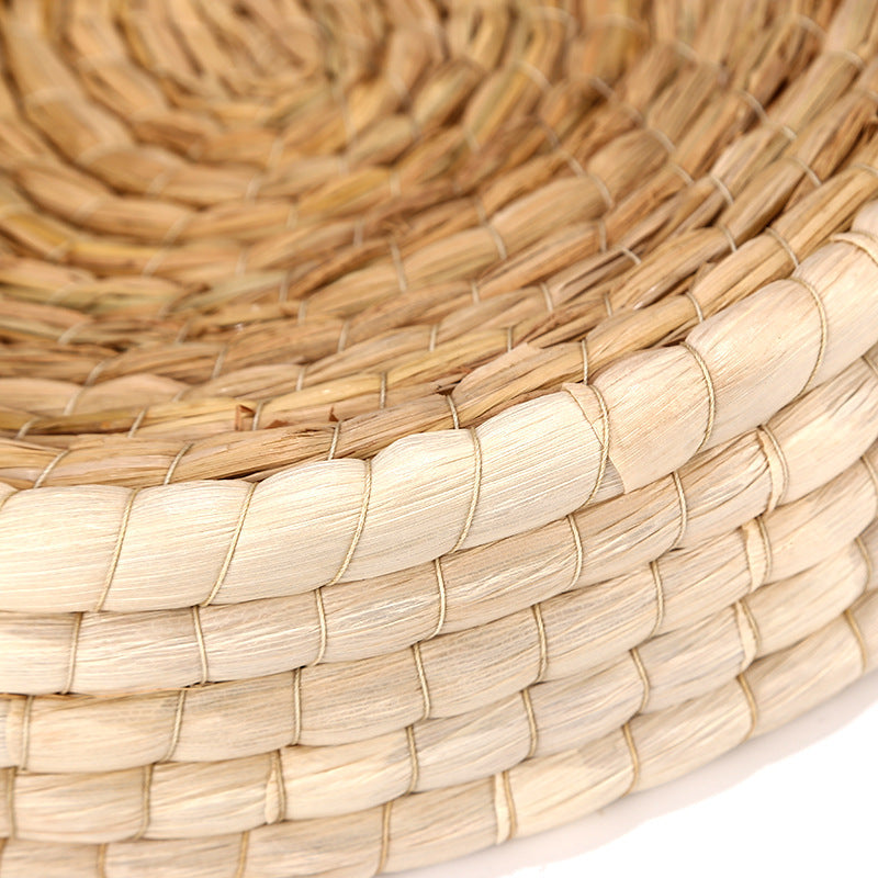 KFX-8663485 Natural Straw Cat Nest - Eco-Friendly Rattan Pet Litter Tray, 31cm Diameter