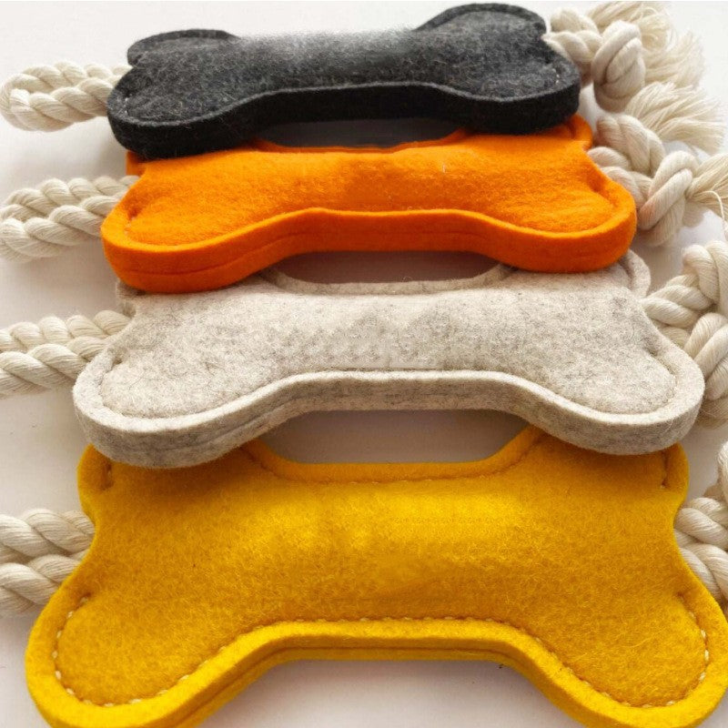 KFX-8664765 Dog Puzzle Toy - Bite Resistant Rope Knot Bone Shaped Training Tool for Dogs, 16x7x1cm, 41g