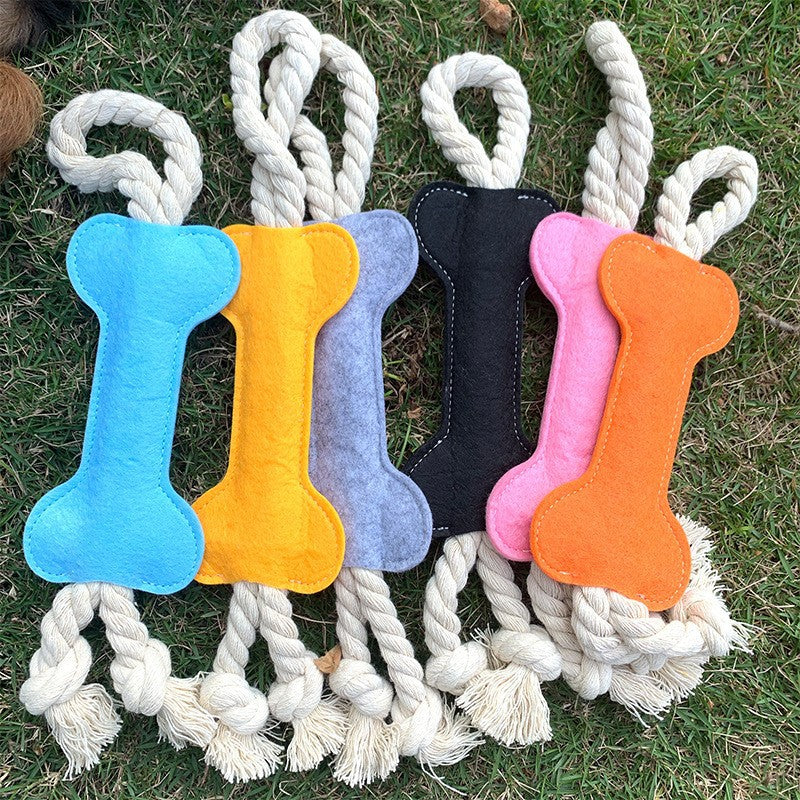 KFX-8664765 Dog Puzzle Toy - Bite Resistant Rope Knot Bone Shaped Training Tool for Dogs, 16x7x1cm, 41g