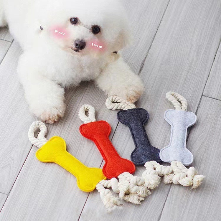 KFX-8664765 Dog Puzzle Toy - Bite Resistant Rope Knot Bone Shaped Training Tool for Dogs, 16x7x1cm, 41g