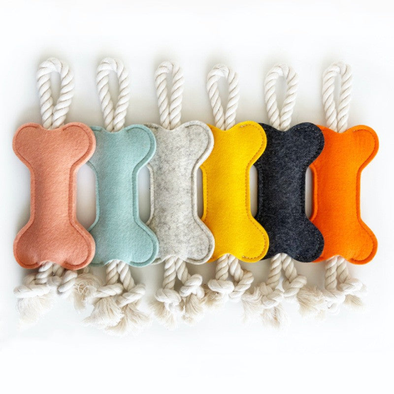KFX-8664765 Dog Puzzle Toy - Bite Resistant Rope Knot Bone Shaped Training Tool for Dogs, 16x7x1cm, 41g