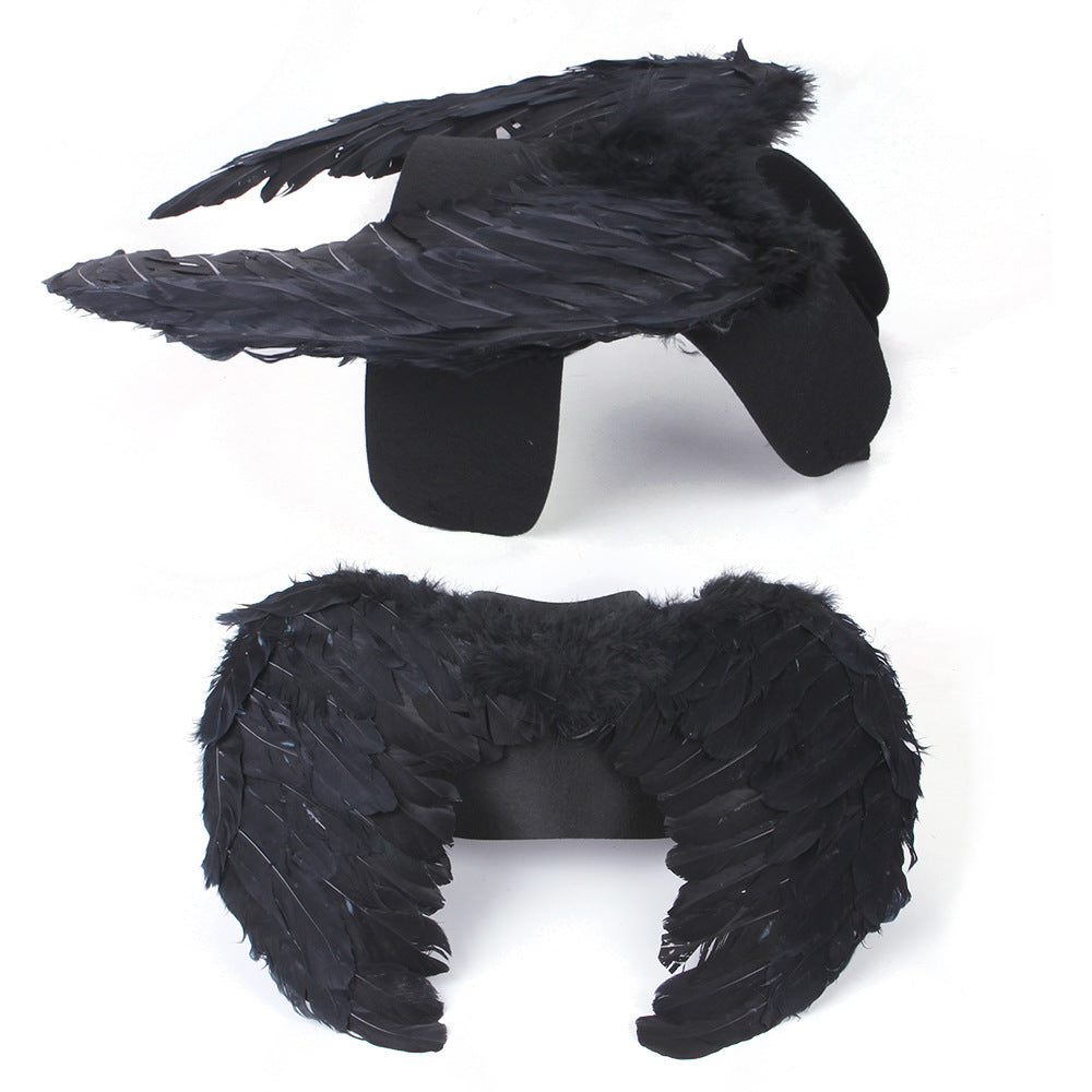 KFX-8666557 Halloween Angel Wings Dog Costume for Pets - Black & White Options, Felt Cloth Material