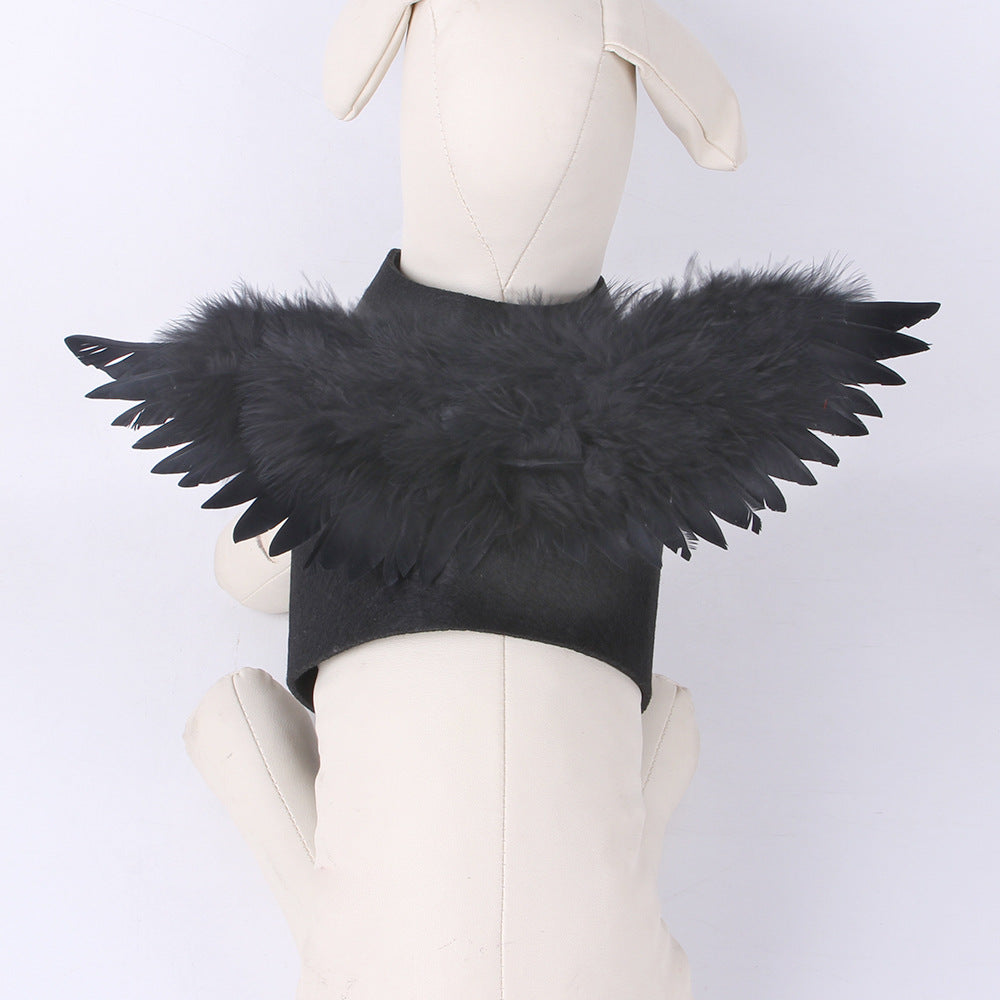 KFX-8666557 Halloween Angel Wings Dog Costume for Pets - Black & White Options, Felt Cloth Material