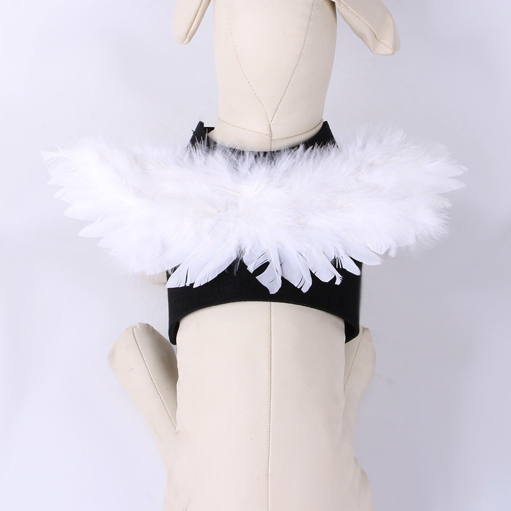 KFX-8666557 Halloween Angel Wings Dog Costume for Pets - Black & White Options, Felt Cloth Material