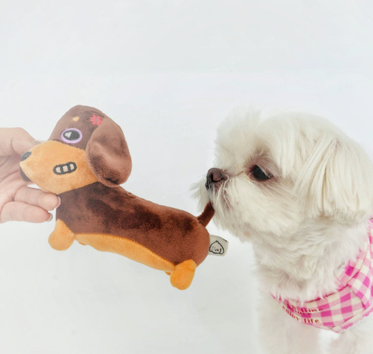 KFX-8666941 Squeaky Sausage Plush Toy for Small to Medium Dogs, Bite-Resistant and Fun