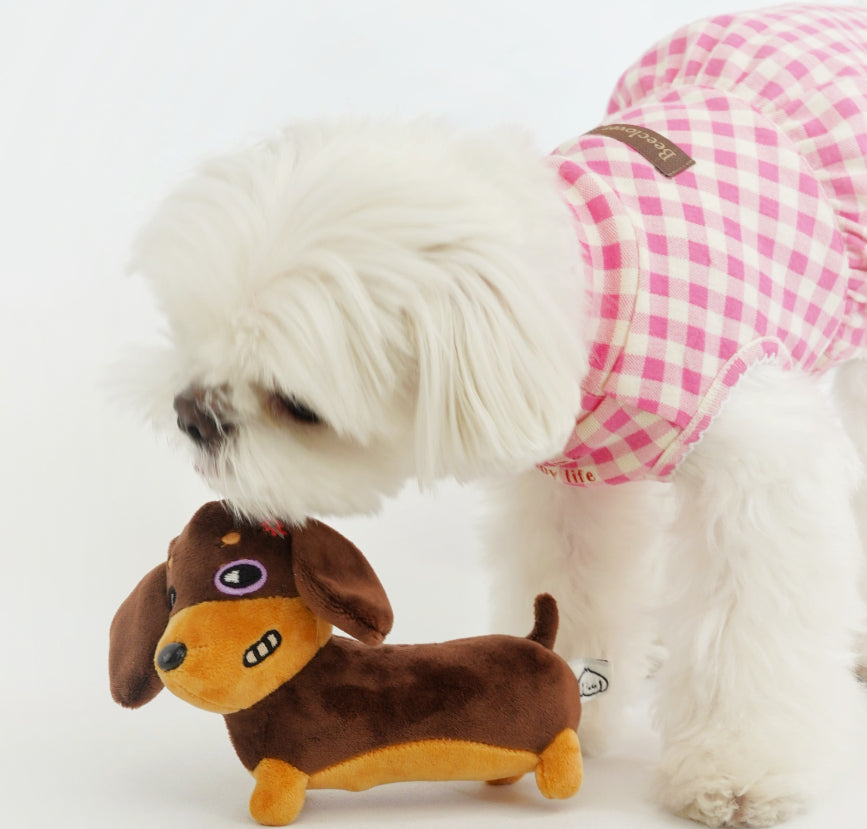 KFX-8666941 Squeaky Sausage Plush Toy for Small to Medium Dogs, Bite-Resistant and Fun