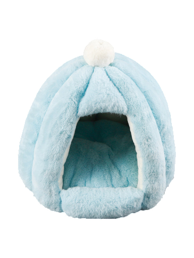 KFX-8667325 Cozy Warm Seal Petal Doghouse in Lotus Root Pink, Sea Blue, and Brown - 45x45cm