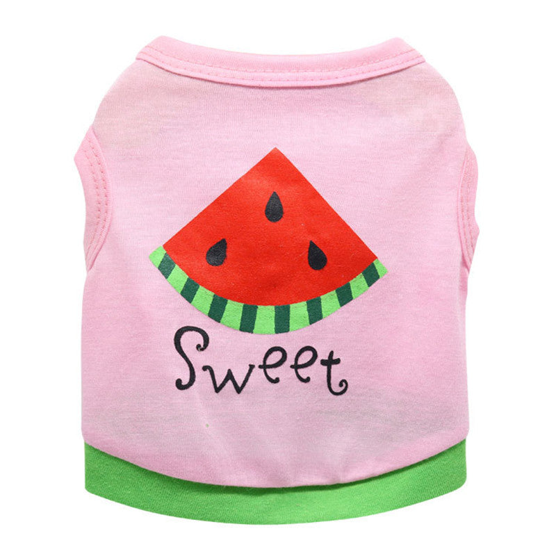 KFX-8667837 Cute Pink Watermelon Pattern Cotton Jersey Pet Vest for All Sizes