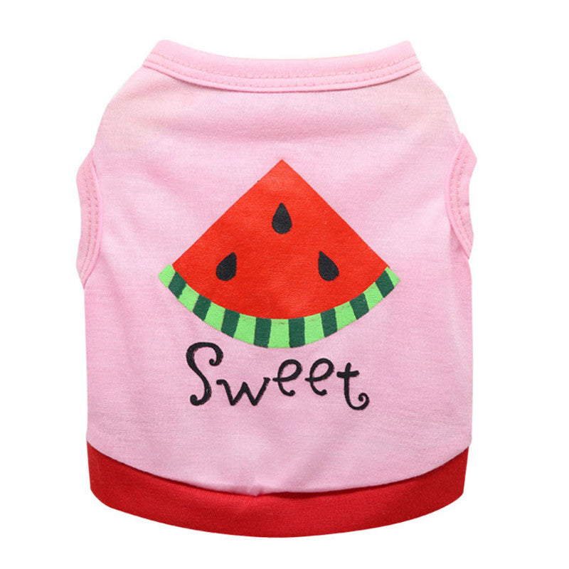 KFX-8667837 Cute Pink Watermelon Pattern Cotton Jersey Pet Vest for All Sizes