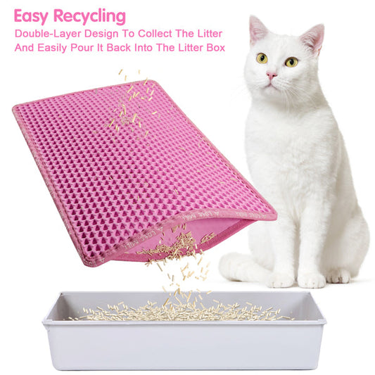 KFX-8669117 Double Layer EVA Cat Litter Mat with Rice Shape Design for Effective Litter Trapping