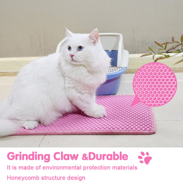 KFX-8669117 Double Layer EVA Cat Litter Mat with Rice Shape Design for Effective Litter Trapping
