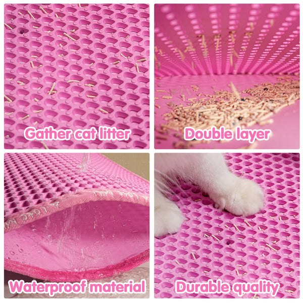 KFX-8669117 Double Layer EVA Cat Litter Mat with Rice Shape Design for Effective Litter Trapping