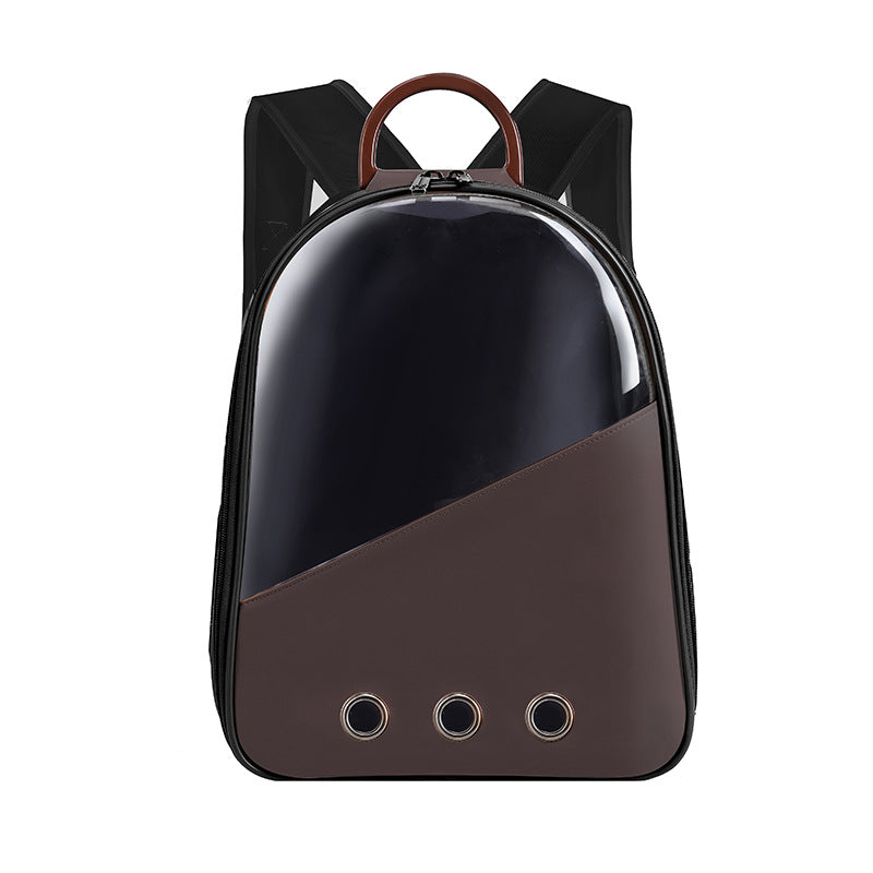 KFX-8669501 Versatile PU Cat Backpack in Khaki, Beige, Brown, Pink, White, and Black - Medium Soft Design