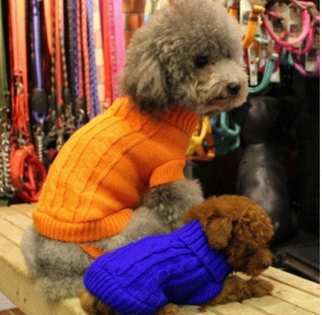 KFX-8671037 Knitted Wool Dog Sweater with Fabric Buttons - Warm and Stylish for Pets