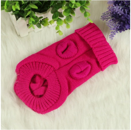 KFX-8671037 Knitted Wool Dog Sweater with Fabric Buttons - Warm and Stylish for Pets