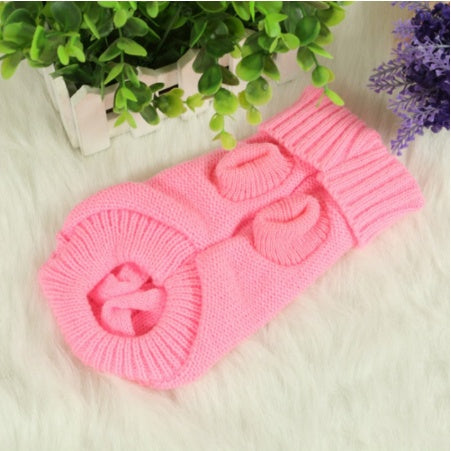 KFX-8671037 Knitted Wool Dog Sweater with Fabric Buttons - Warm and Stylish for Pets