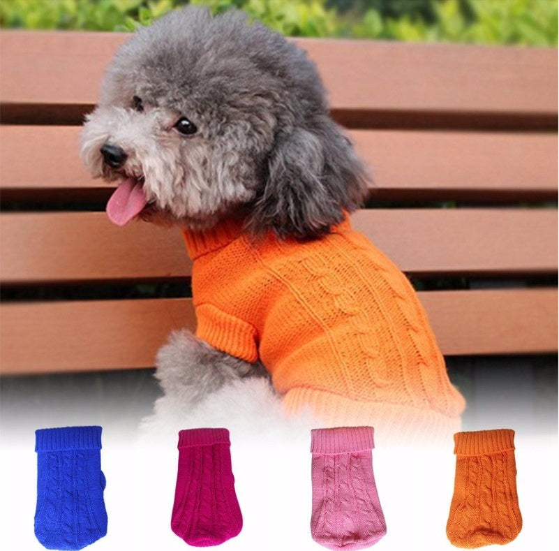 KFX-8671037 Knitted Wool Dog Sweater with Fabric Buttons - Warm and Stylish for Pets