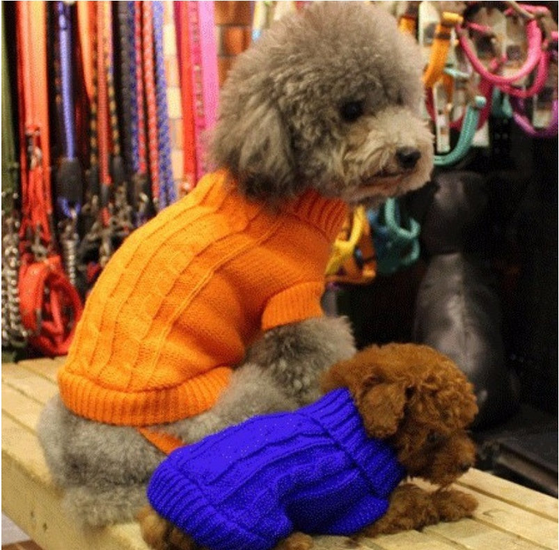 KFX-8671037 Knitted Wool Dog Sweater with Fabric Buttons - Warm and Stylish for Pets