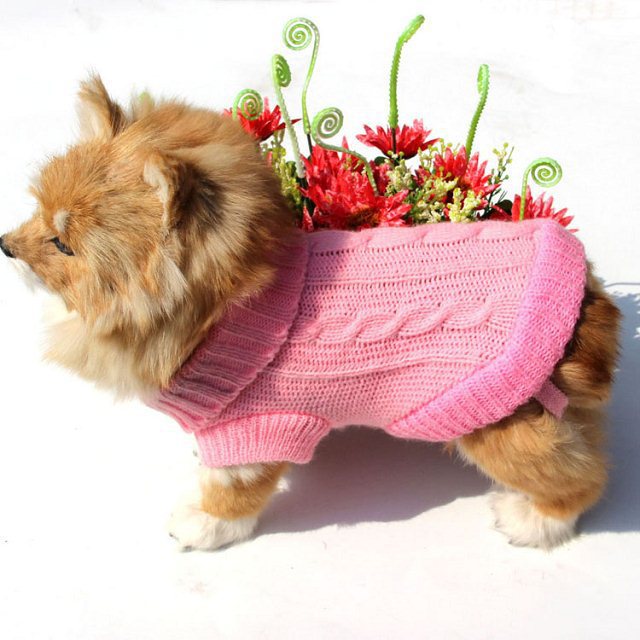 KFX-8671037 Knitted Wool Dog Sweater with Fabric Buttons - Warm and Stylish for Pets