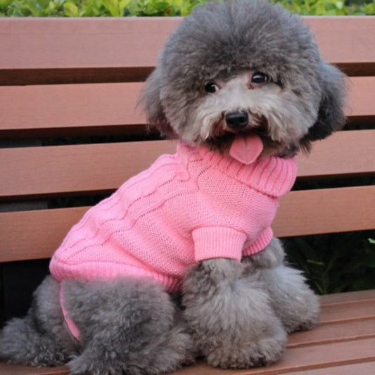 KFX-8671037 Knitted Wool Dog Sweater with Fabric Buttons - Warm and Stylish for Pets