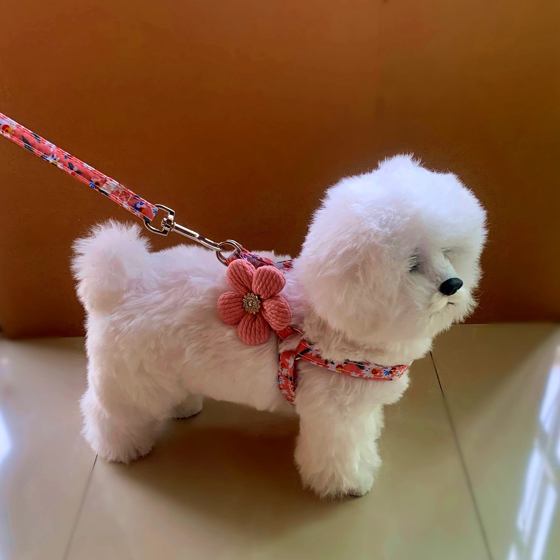 KFX-8672317 Adjustable Pet Chest Strap with Traction Rope in Rhinestone Colors