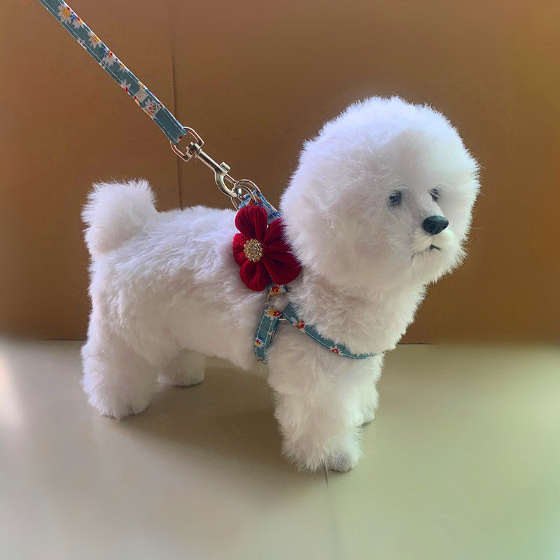 KFX-8672317 Adjustable Pet Chest Strap with Traction Rope in Rhinestone Colors