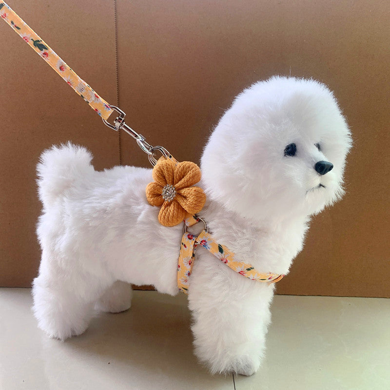 KFX-8672317 Adjustable Pet Chest Strap with Traction Rope in Rhinestone Colors