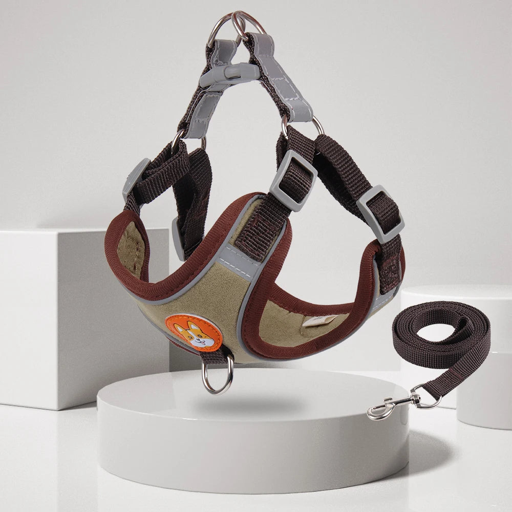 KFX-8674493 Adjustable No Pull Dog Harness and Leash Set for Small Dogs and Puppies with Reflective Strips