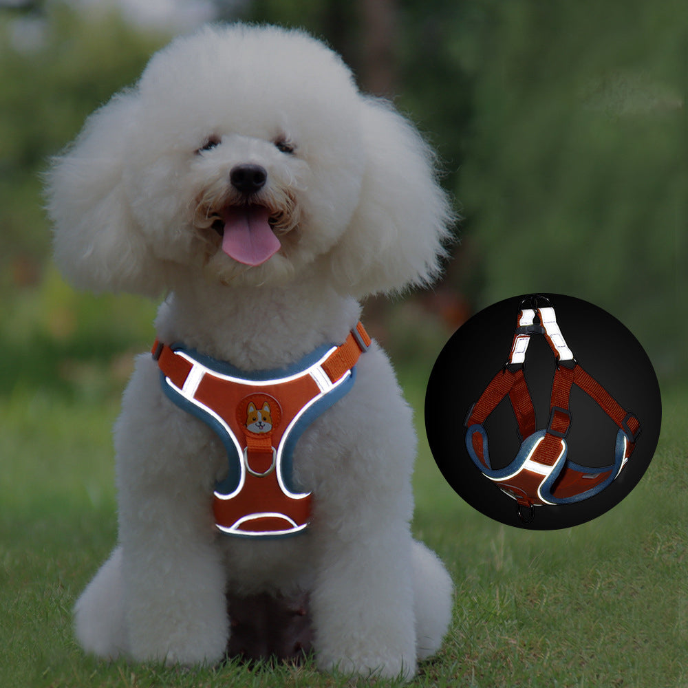 KFX-8674493 Adjustable No Pull Dog Harness and Leash Set for Small Dogs and Puppies with Reflective Strips