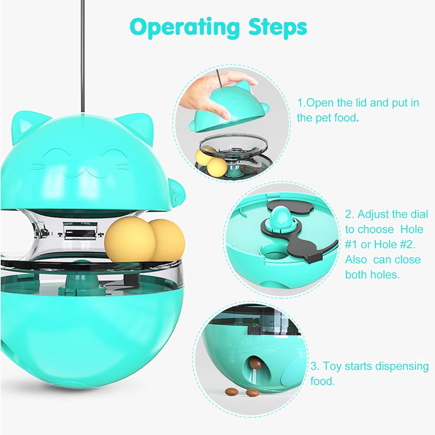 KFX-8676285 Cat Treat Dispenser Tumbler Toy for Interactive IQ Training and Mental Stimulation