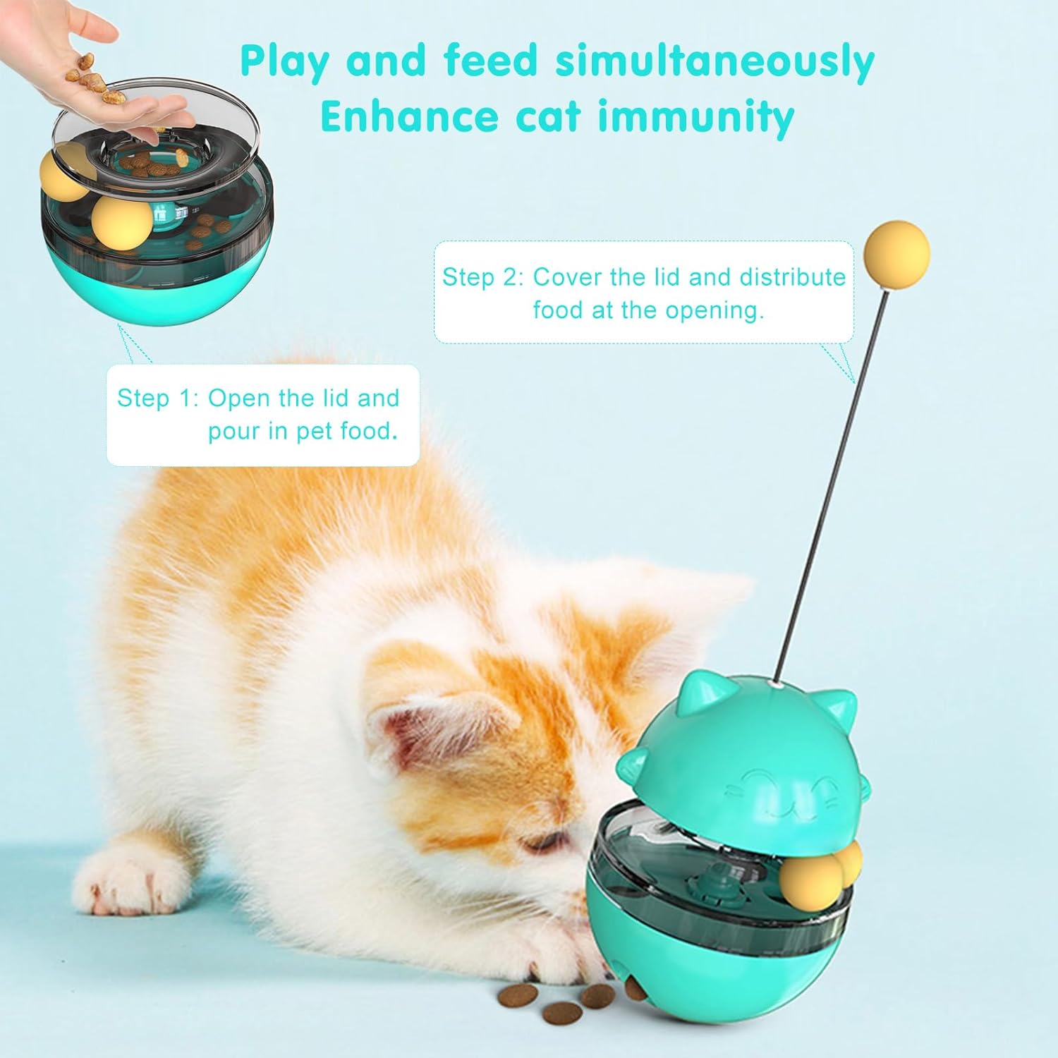 KFX-8676285 Cat Treat Dispenser Tumbler Toy for Interactive IQ Training and Mental Stimulation