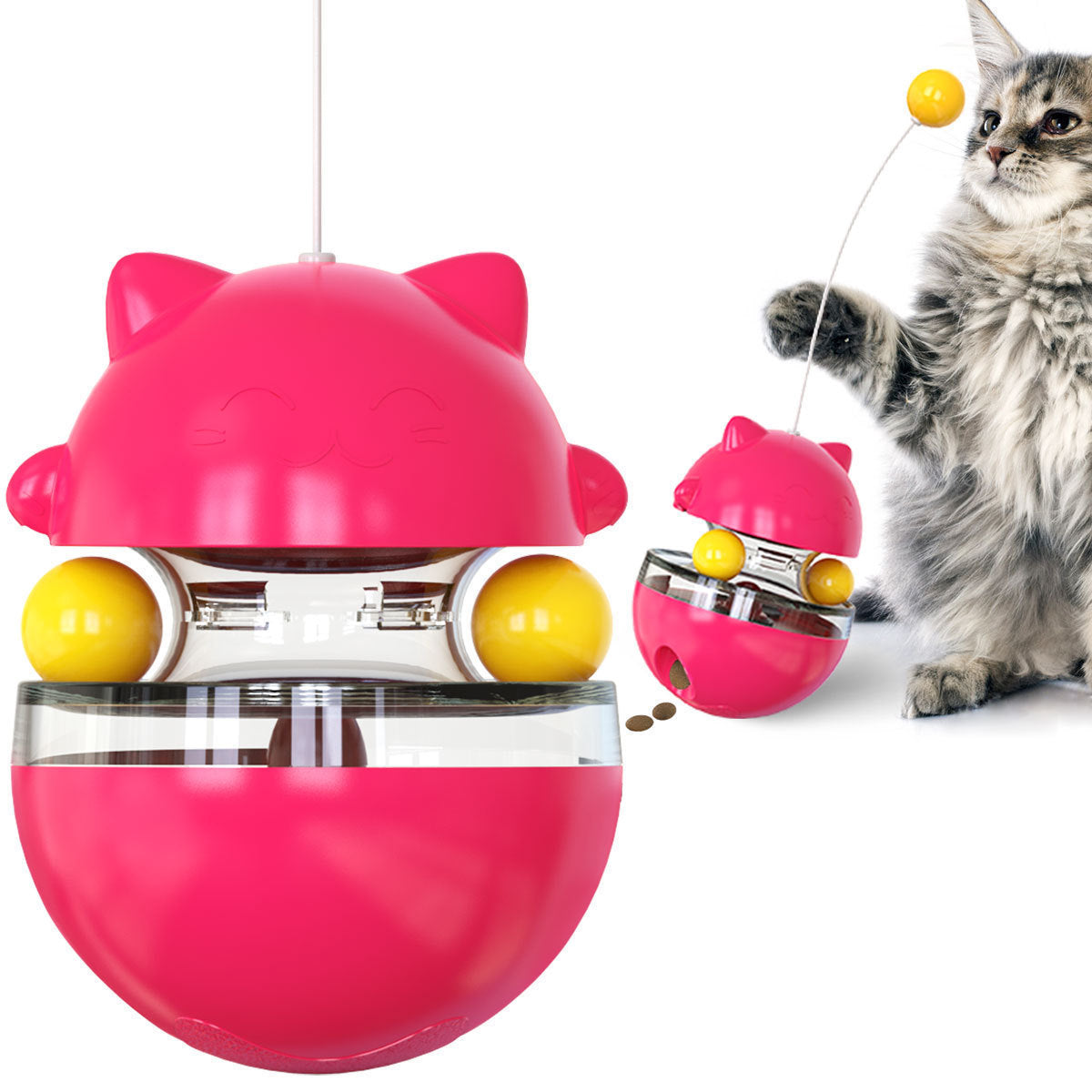 KFX-8676285 Cat Treat Dispenser Tumbler Toy for Interactive IQ Training and Mental Stimulation