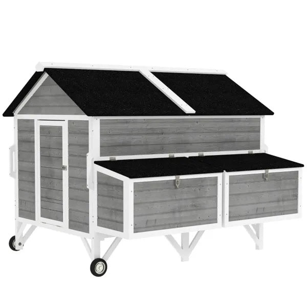 KFX-8676669 Spacious Chicken Coop with Nesting Boxes and Easy Mobility - Fits 5-8 Chickens