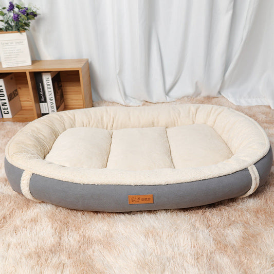 KFX-8677053 Linen Round Dog Mat Pet Bed with Non-Slip Base in Multiple Colors and Sizes