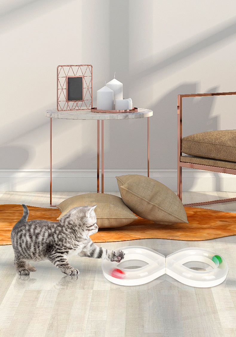 KFX-8678077 Interactive Cat Turntable Toy with Track Ball - Fun and Engaging Pet Activity Board