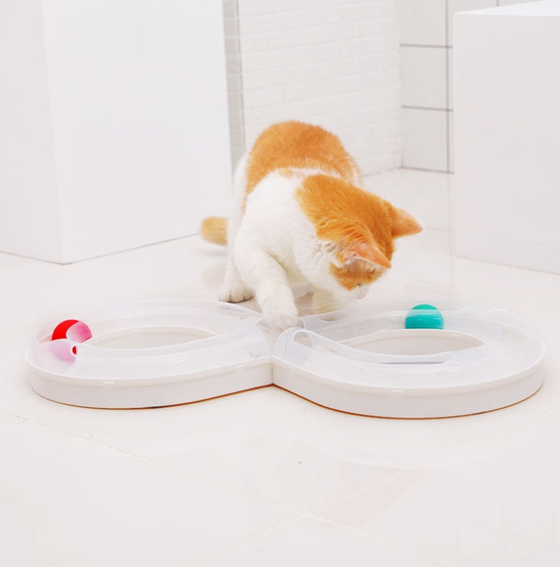 KFX-8678077 Interactive Cat Turntable Toy with Track Ball - Fun and Engaging Pet Activity Board