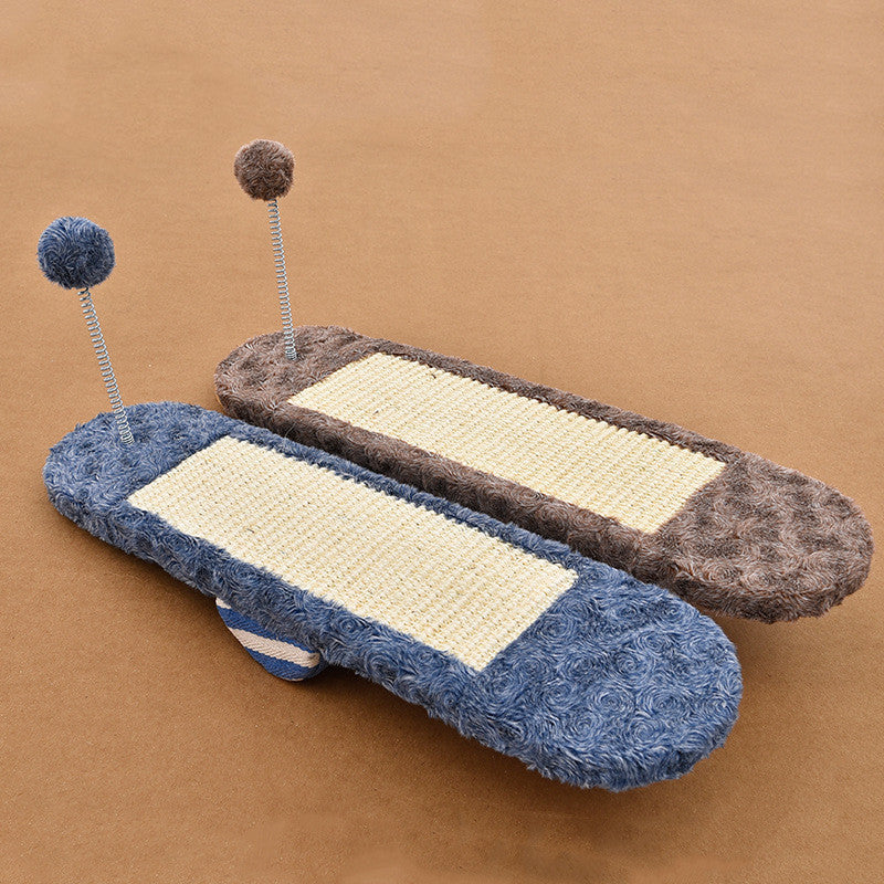 KFX-8678973 Seesaw Cat Scratch Board Toy in Royal Blue and Khaki for Playful Kittens