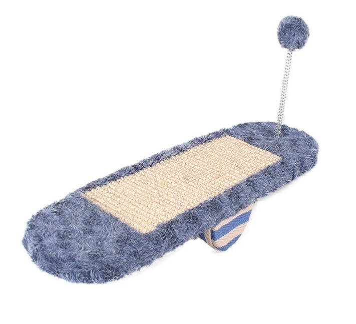 KFX-8678973 Seesaw Cat Scratch Board Toy in Royal Blue and Khaki for Playful Kittens
