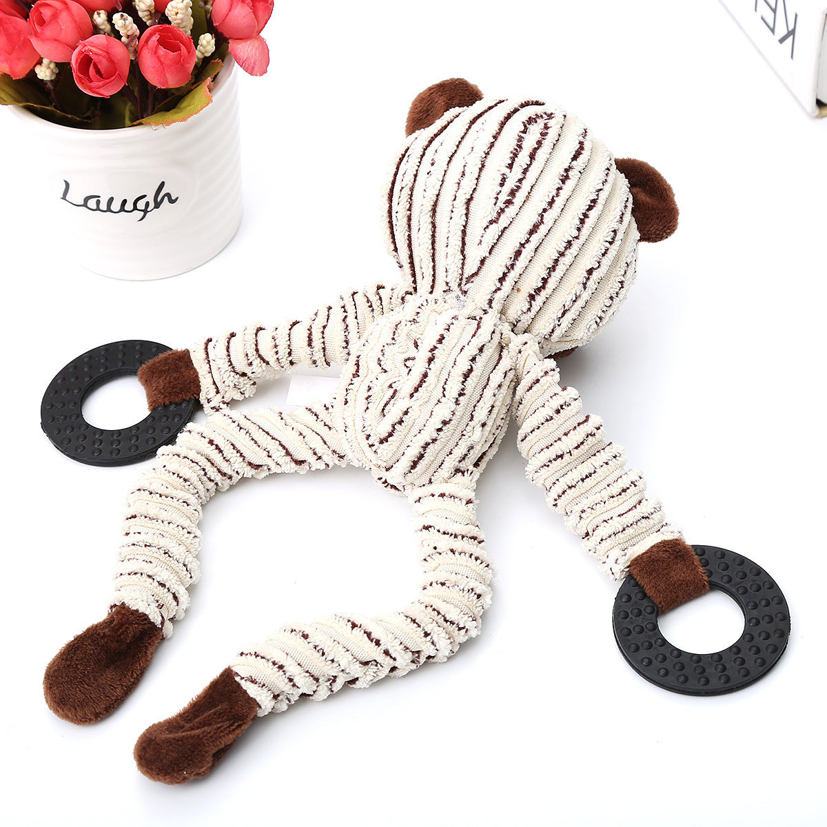 KFX-8679613 Corduroy Dog Molar Toy - Cute Animal Shapes in Monkey, Cub, and Cow Designs