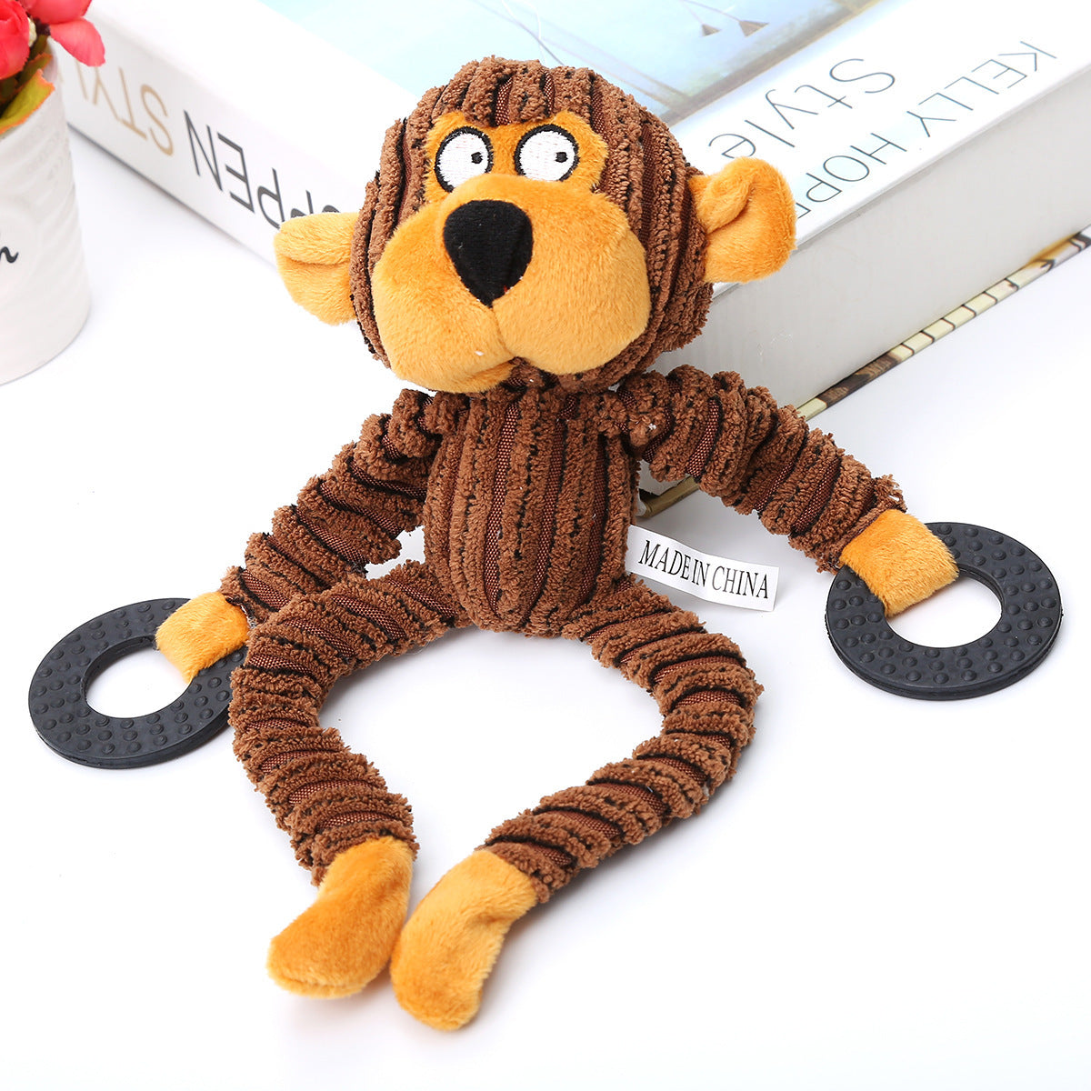 KFX-8679613 Corduroy Dog Molar Toy - Cute Animal Shapes in Monkey, Cub, and Cow Designs