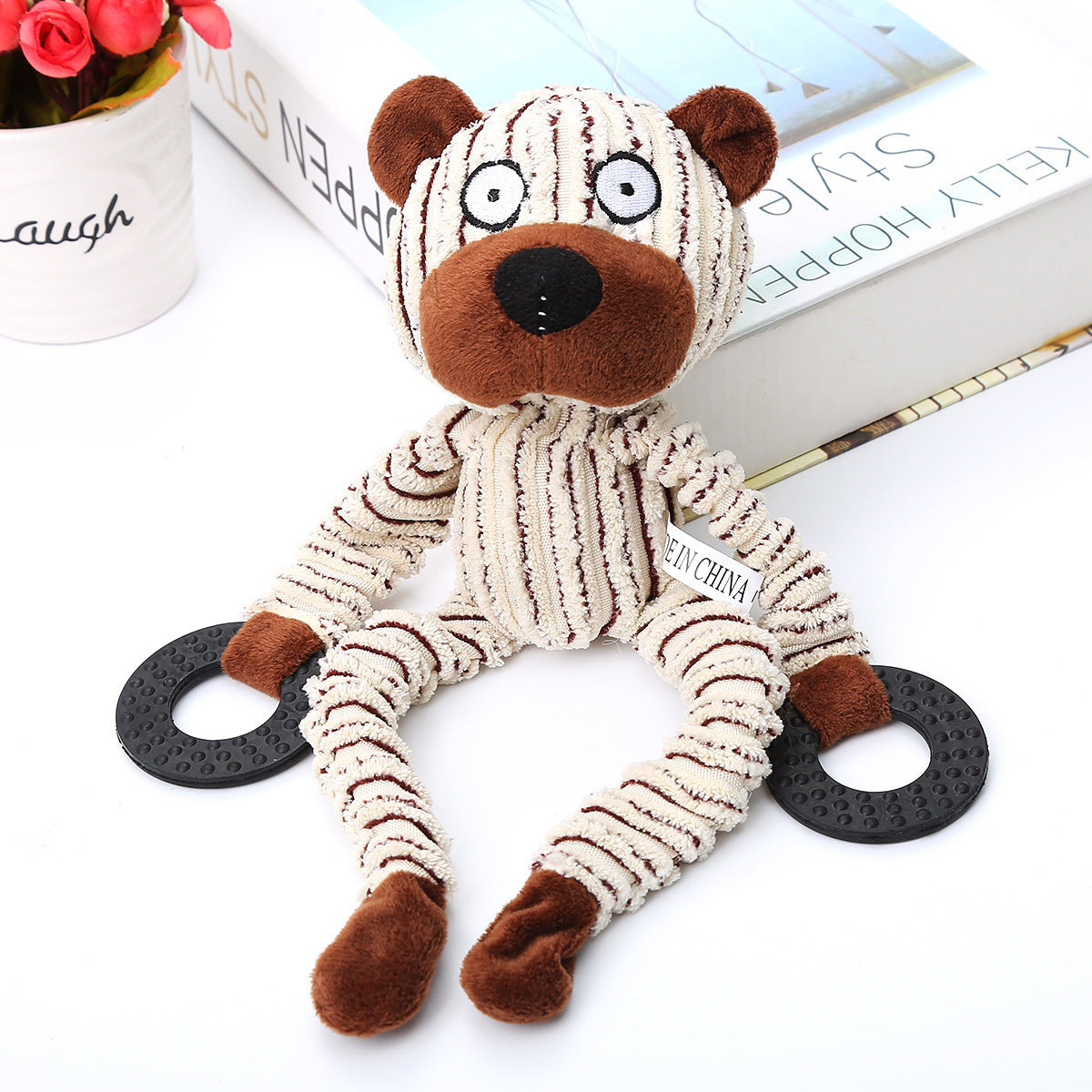 KFX-8679613 Corduroy Dog Molar Toy - Cute Animal Shapes in Monkey, Cub, and Cow Designs