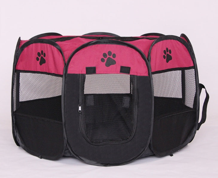 KFX-8680381 Folding Octagonal Pet Fence with Waterproof Oxford Cloth and Anti-Mosquito Mesh for Cats and Dogs