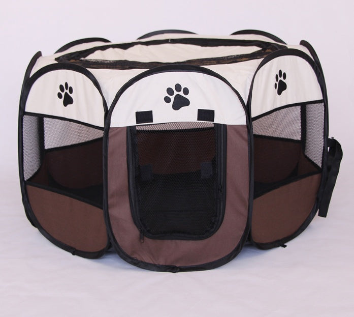 KFX-8680381 Folding Octagonal Pet Fence with Waterproof Oxford Cloth and Anti-Mosquito Mesh for Cats and Dogs